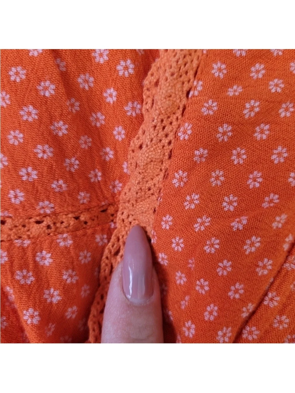 Free People Retro Kitty Dress Large Boho‎ A line Spring Floral Babydoll Orange